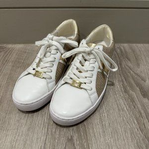 Michael Kors Glitter Chain-Mesh and Leather Sneaker Size 8.5